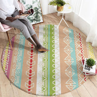 Nigerian Aso Oke African Ethnic Stripes Round Carpet
