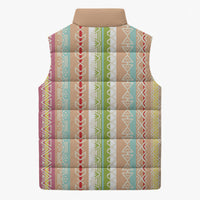 Nigerian Aso Oke African Ethnic Stripes Sleeveless Puffer Jacket