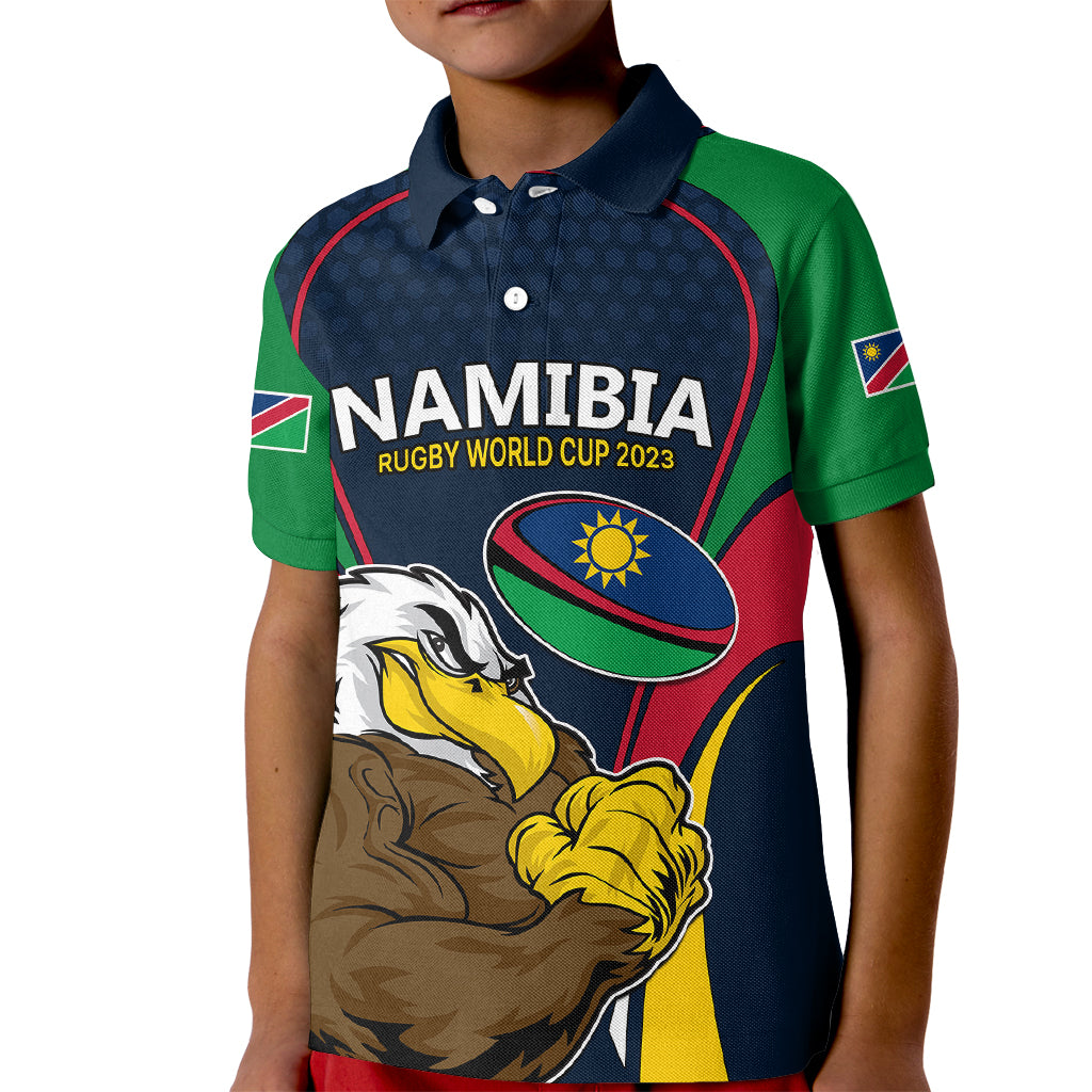 Namibia Rugby Kid Polo Shirt World Cup 2023 Eagle Mascot Come On Welwitschias - Wonder Print Shop