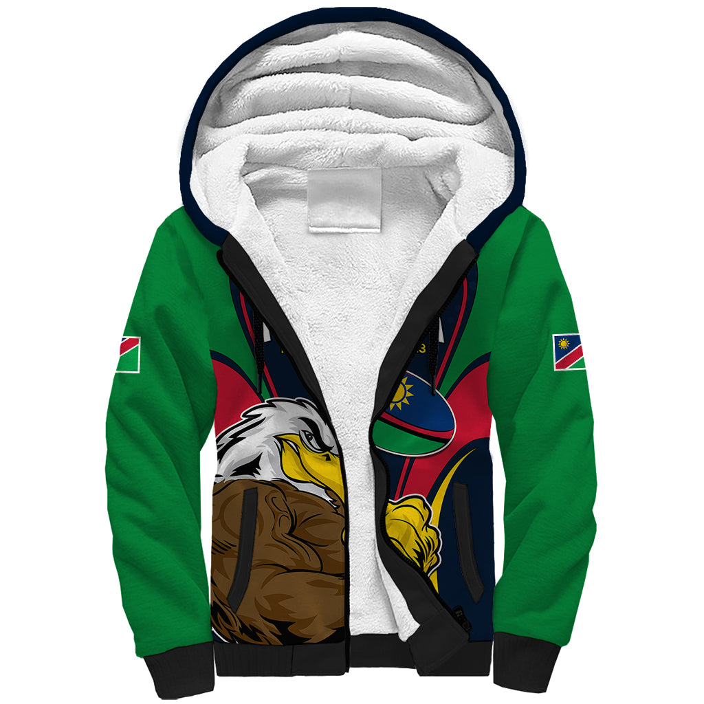 Namibia Rugby Sherpa Hoodie World Cup 2023 Eagle Mascot Come On Welwitschias - Wonder Print Shop