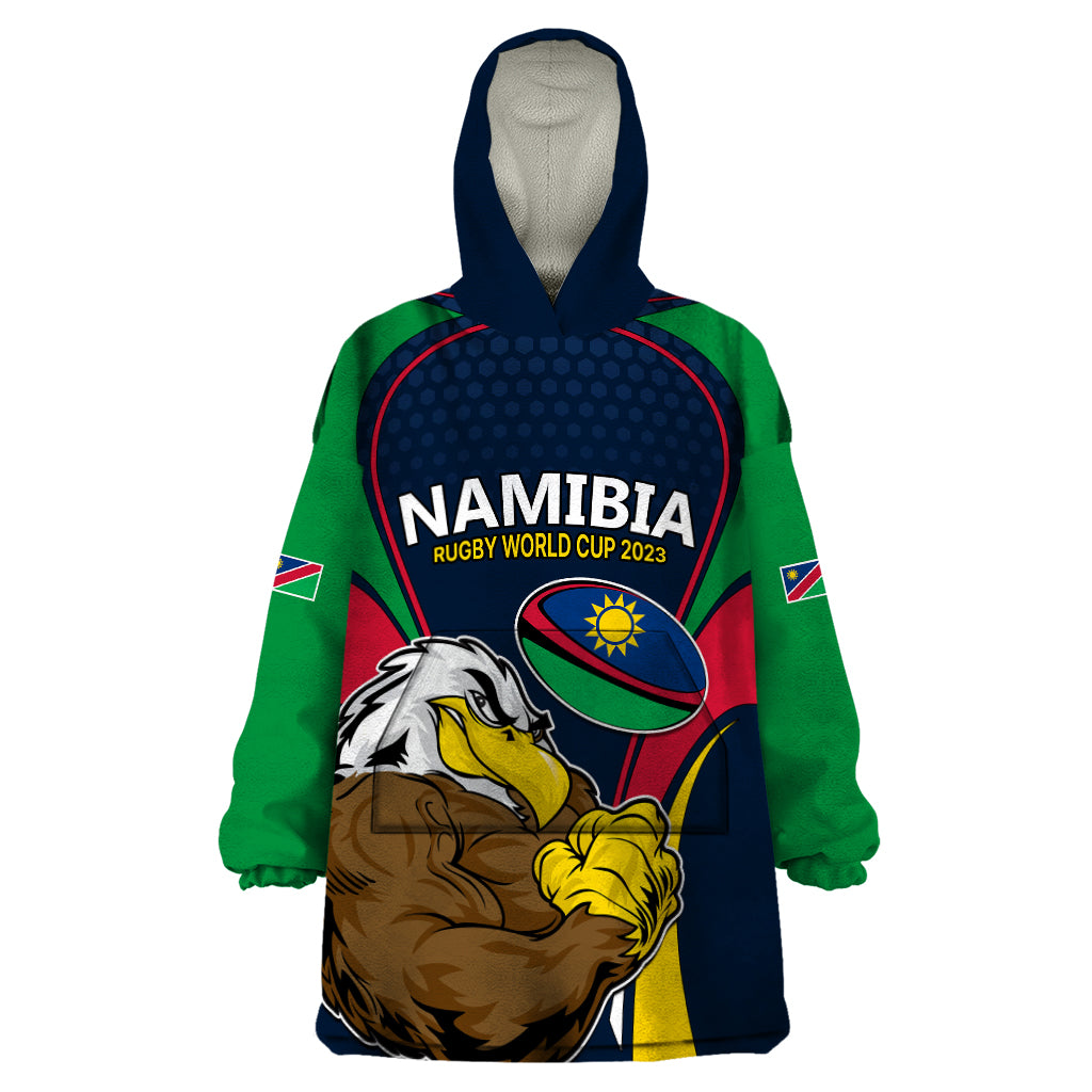 Namibia Rugby Wearable Blanket Hoodie World Cup 2023 Eagle Mascot Come On Welwitschias - Wonder Print Shop