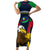 Custom Namibia Rugby Family Matching Short Sleeve Bodycon Dress and Hawaiian Shirt World Cup 2023 Eagle Mascot Come On Welwitschias - Wonder Print Shop