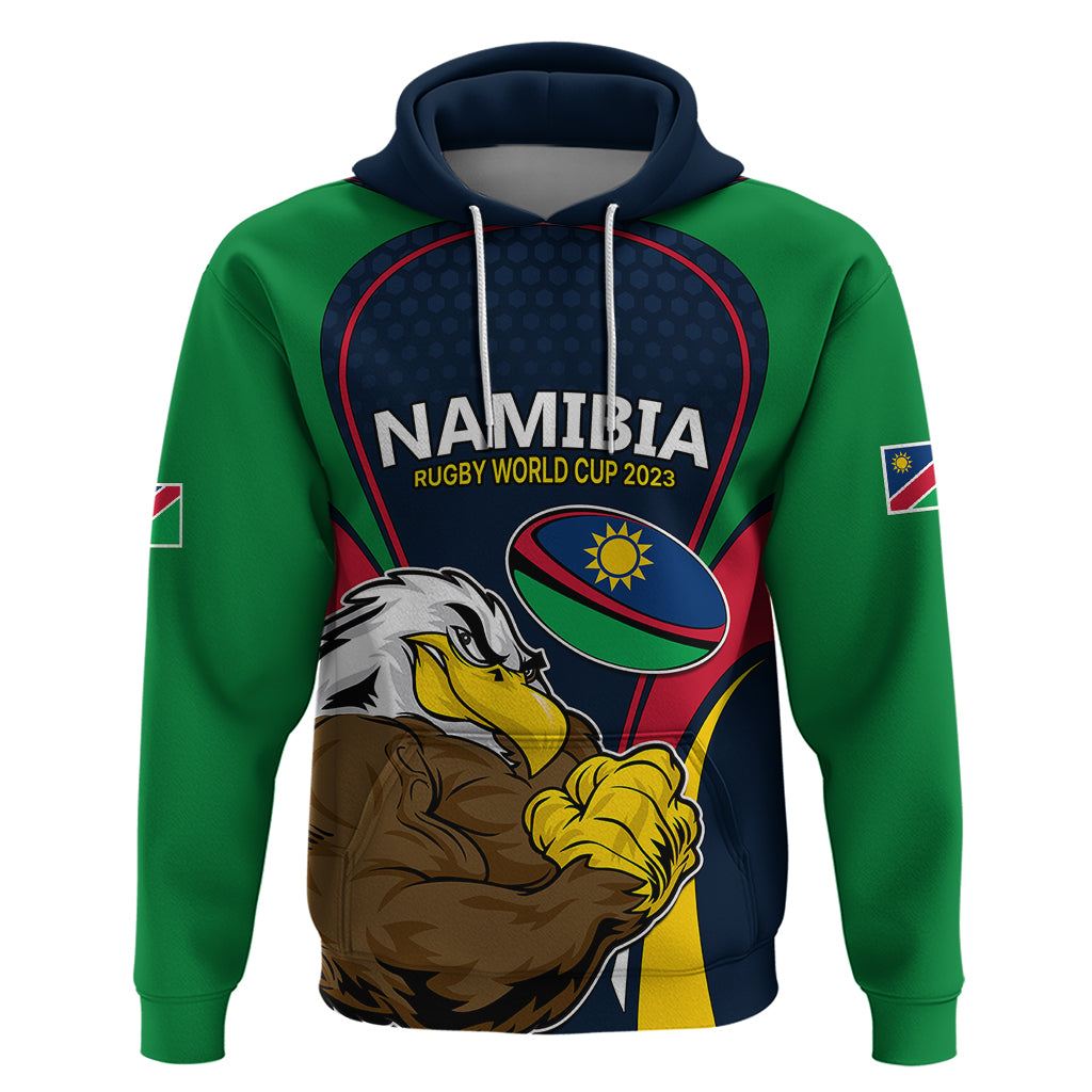 Custom Namibia Rugby Hoodie World Cup 2023 Eagle Mascot Come On Welwitschias - Wonder Print Shop