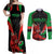 Wales Rugby Couples Matching Off Shoulder Maxi Dress and Long Sleeve Button Shirts World Cup 2023 Dragon Mascot Come On Cymru LT9 - Wonder Print Shop