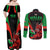 Wales Rugby Couples Matching Off Shoulder Maxi Dress and Long Sleeve Button Shirts World Cup 2023 Dragon Mascot Come On Cymru LT9 - Wonder Print Shop