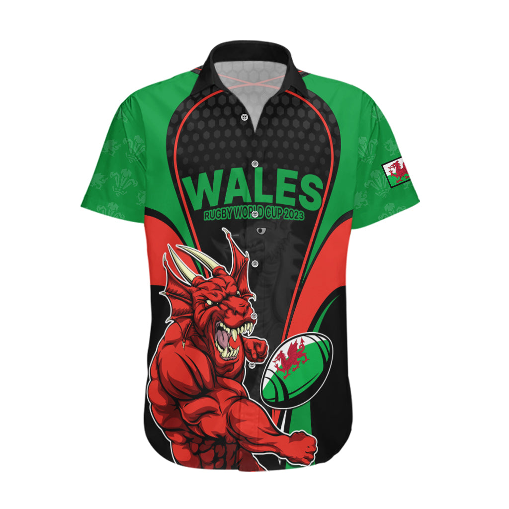 Wales Rugby Hawaiian Shirt World Cup 2023 Dragon Mascot Come On Cymru - Wonder Print Shop