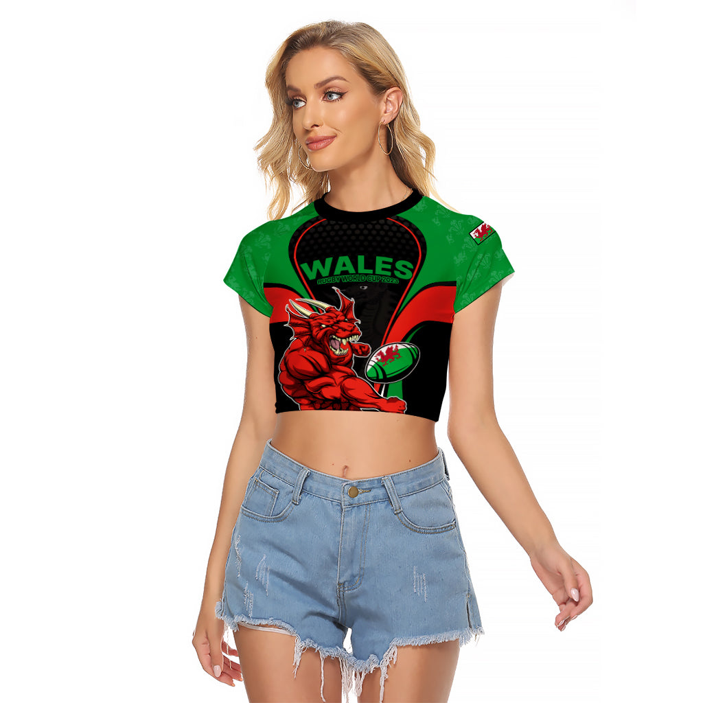 Wales Rugby Raglan Cropped T Shirt World Cup 2023 Dragon Mascot Come On Cymru - Wonder Print Shop