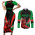 Custom Wales Rugby Couples Matching Short Sleeve Bodycon Dress and Long Sleeve Button Shirts World Cup 2023 Dragon Mascot Come On Cymru LT9 - Wonder Print Shop