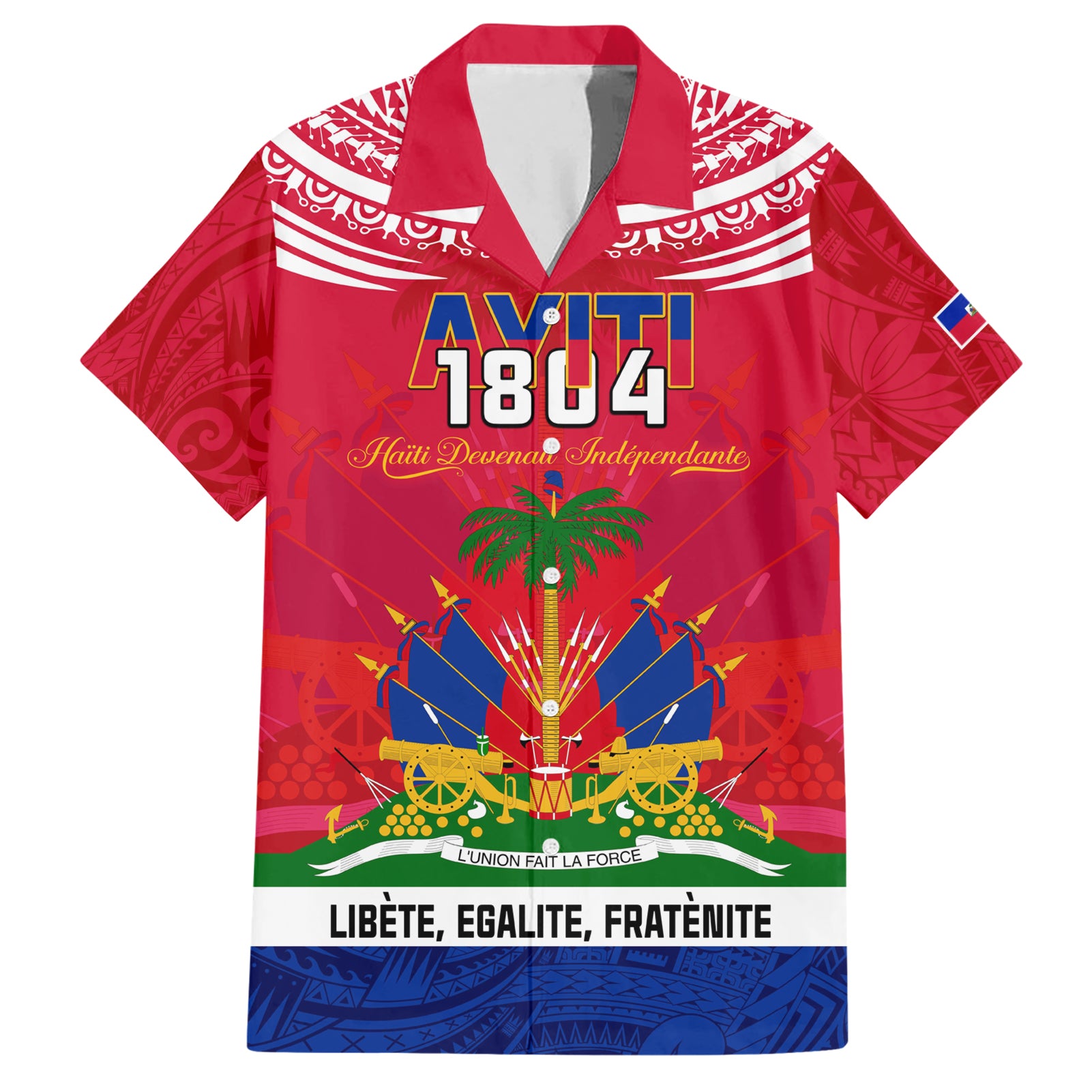 Haiti Independence Day Hawaiian Shirt Libete Egalite Fratenite Ayiti 1804 With Polynesian Pattern - Wonder Print Shop