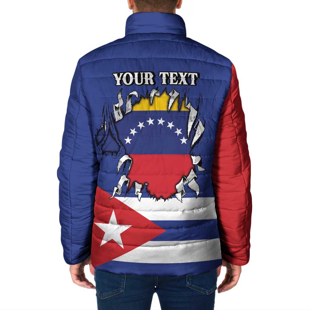 Personalized Cuba Venezuela Padded Jacket Fuerza Y Esperanza - Wonder Print Shop