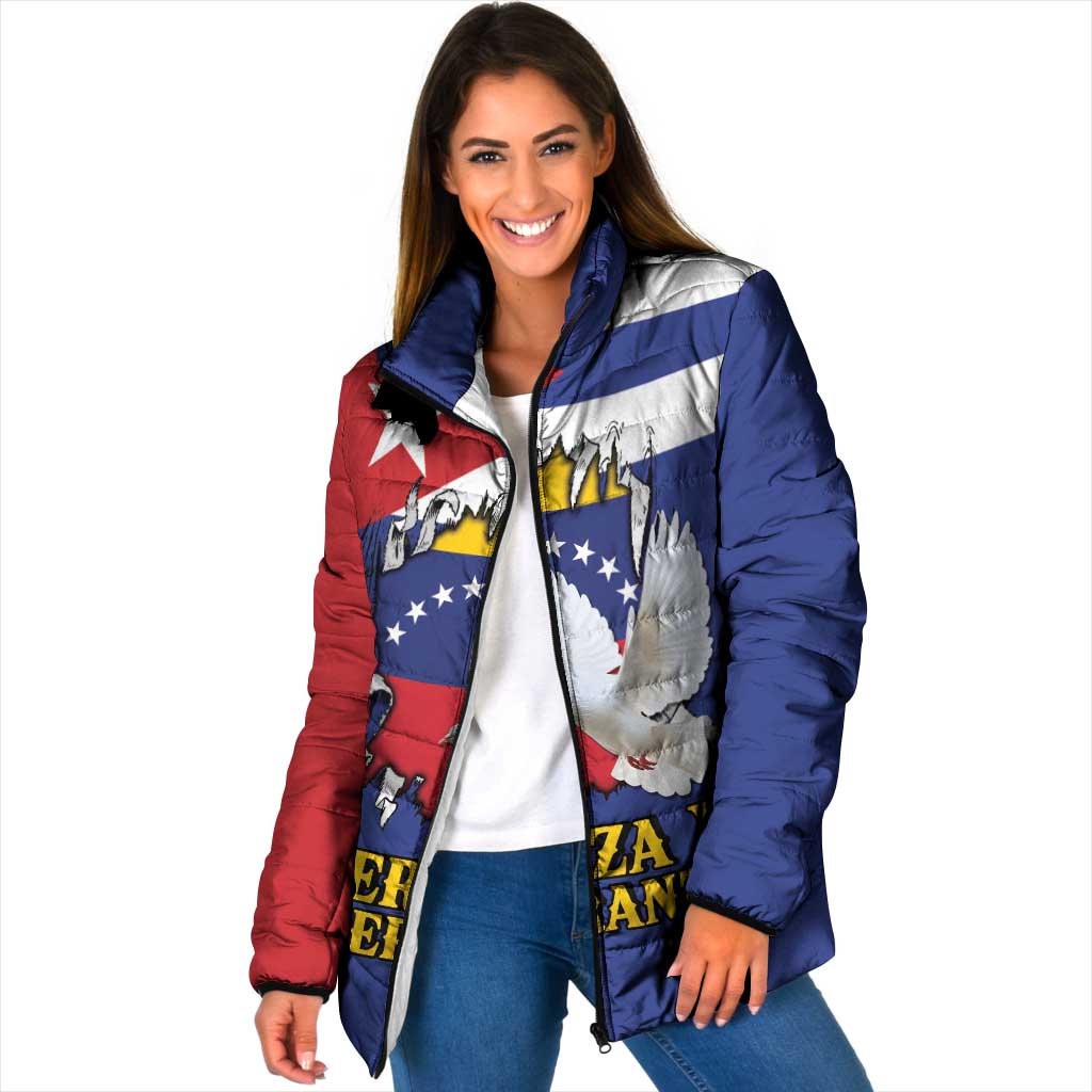 Personalized Cuba Venezuela Padded Jacket Fuerza Y Esperanza - Wonder Print Shop
