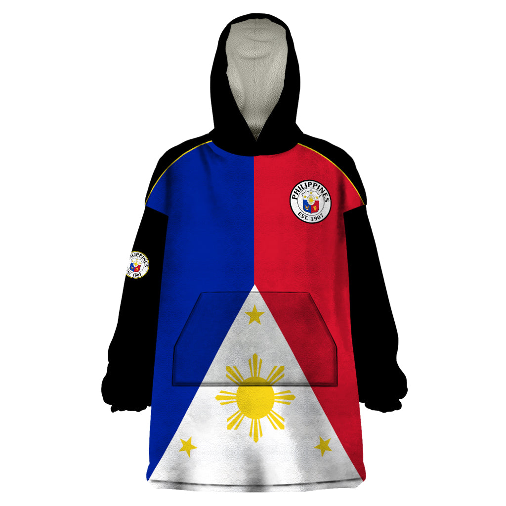 Philippines Concept Home Football Wearable Blanket Hoodie Pilipinas Flag Black Style 2023 - Wonder Print Shop