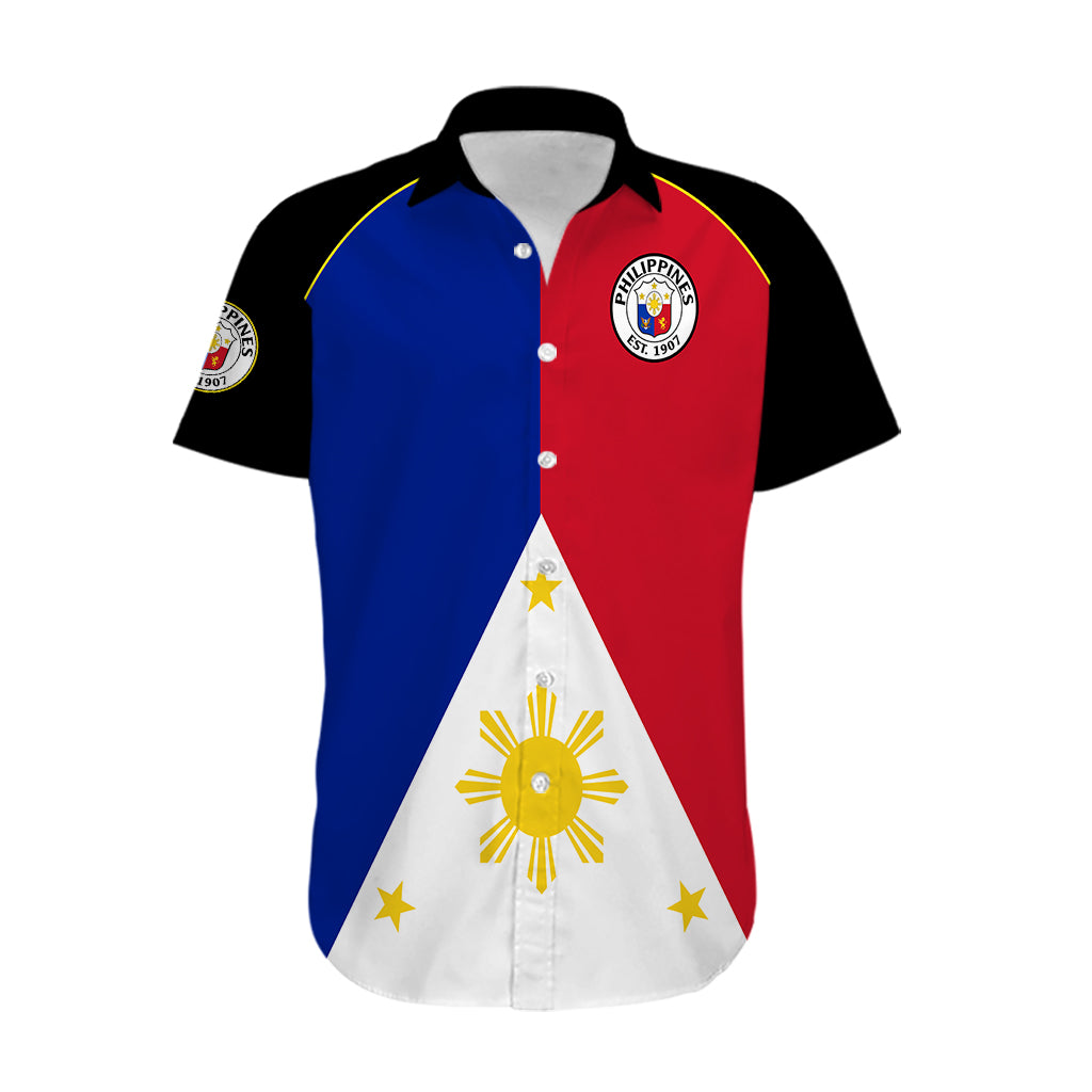 (Custom Text And Number) Philippines Concept Home Football Hawaiian Shirt Pilipinas Flag Black Style 2023 - Wonder Print Shop