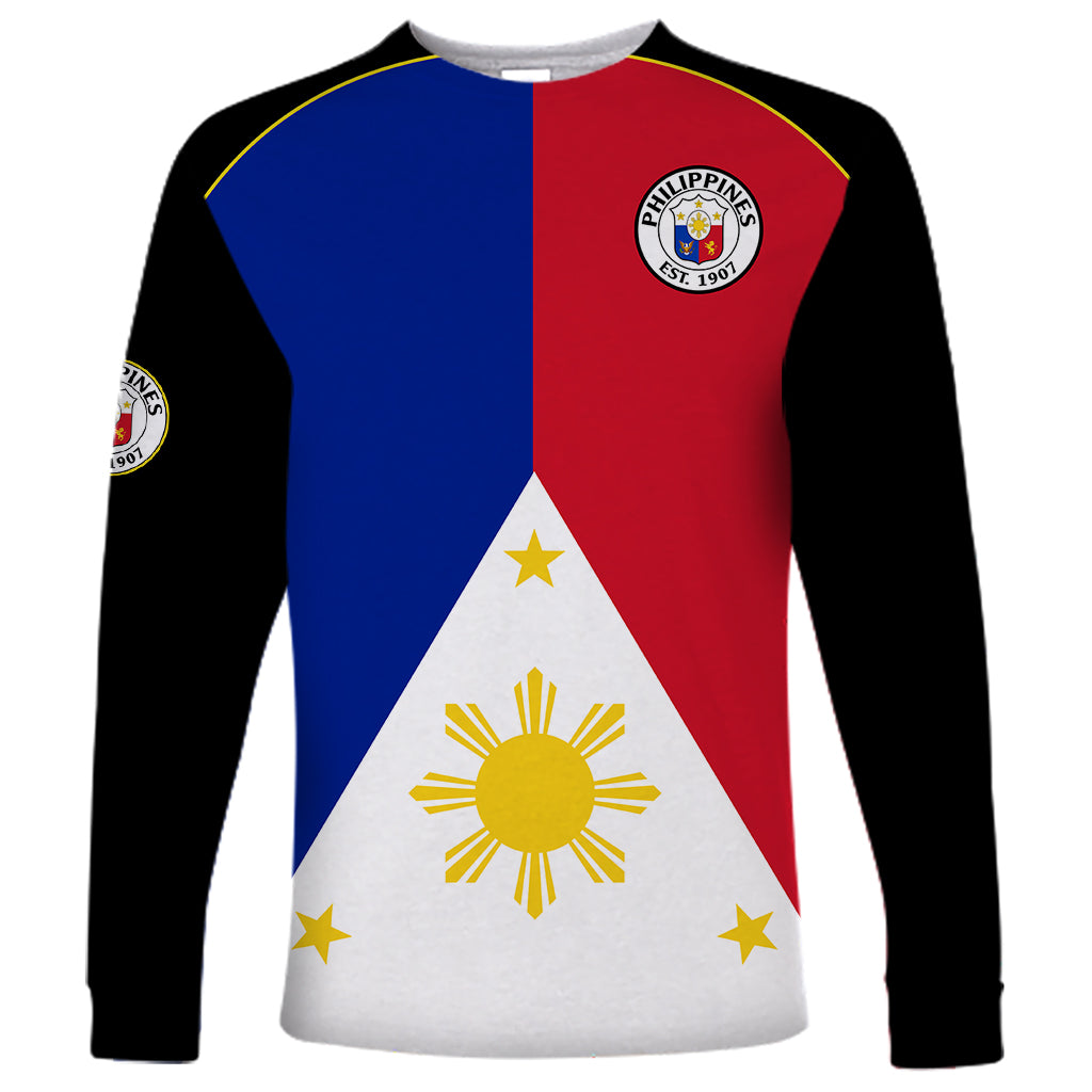 (Custom Text And Number) Philippines Concept Home Football Long Sleeve Shirt Pilipinas Flag Black Style 2023 - Wonder Print Shop