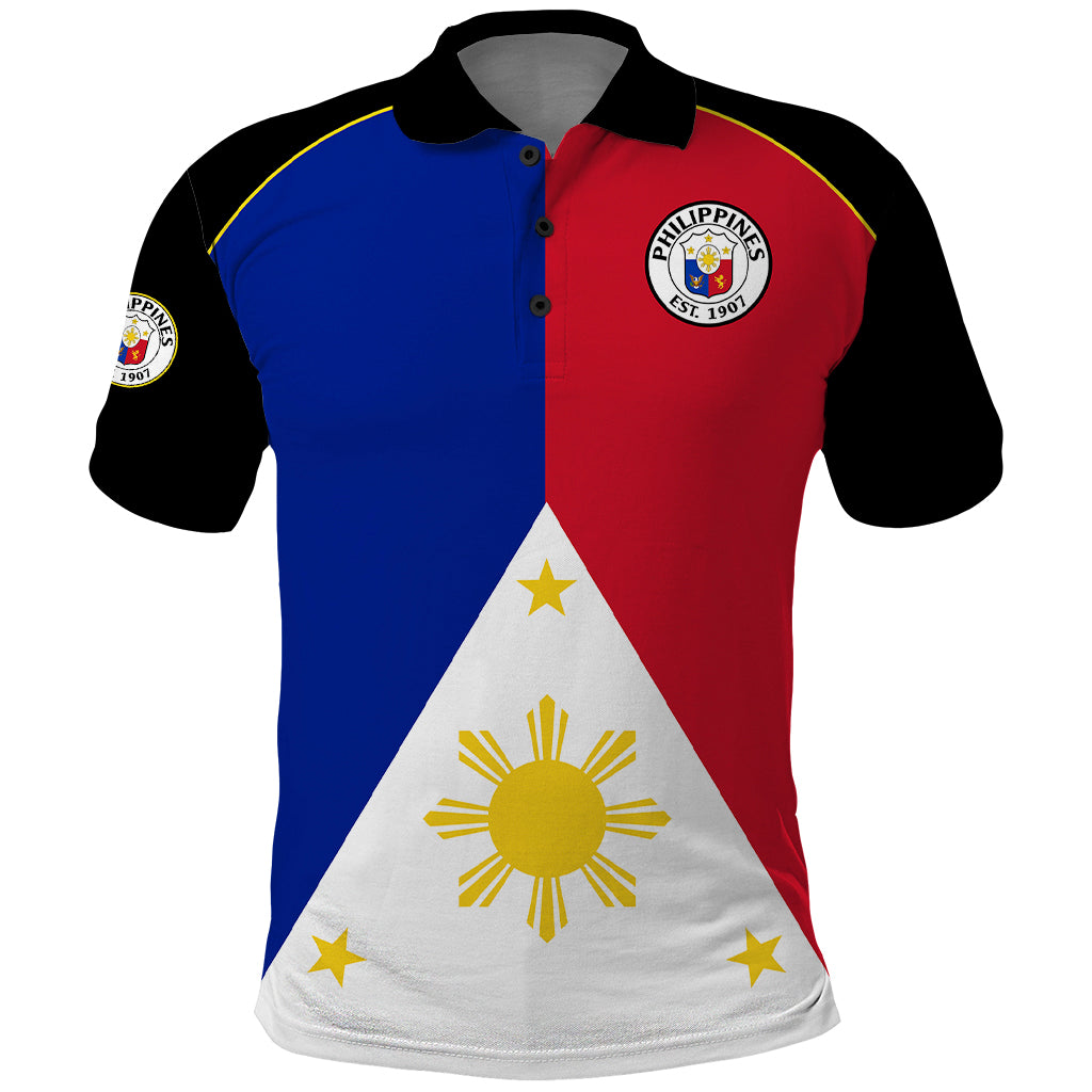 (Custom Text And Number) Philippines Concept Home Football Polo Shirt Pilipinas Flag Black Style 2023 - Wonder Print Shop