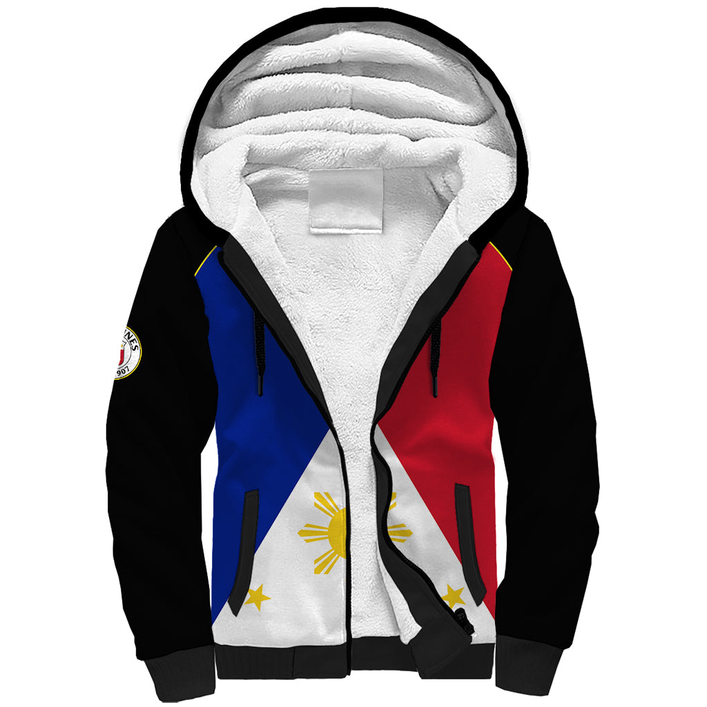 (Custom Text And Number) Philippines Concept Home Football Sherpa Hoodie Pilipinas Flag Black Style 2023 - Wonder Print Shop