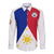 (Custom Text And Number) Philippines Concept Home Football Long Sleeve Button Shirt Pilipinas Flag White Style 2023 - Wonder Print Shop