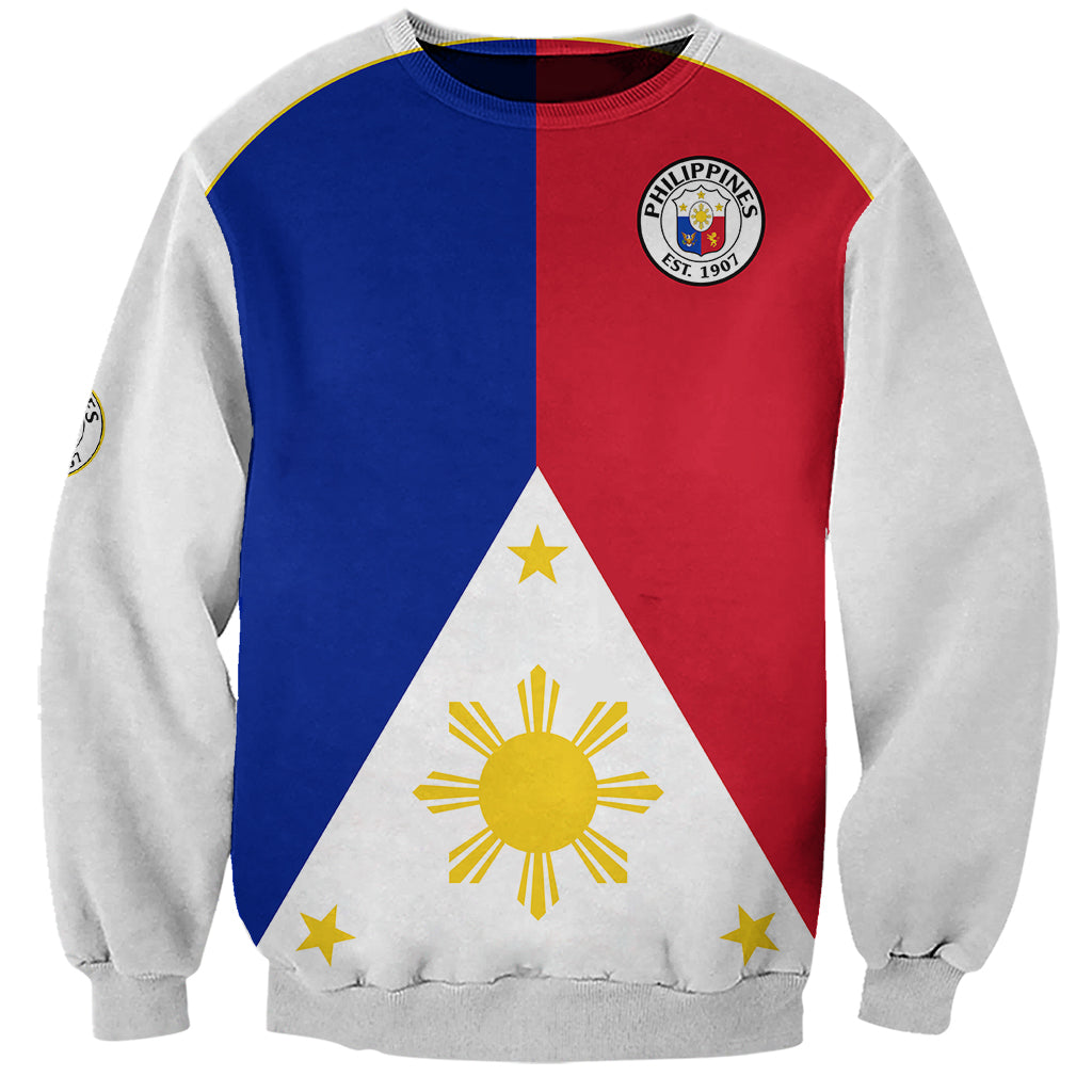 Unisex football sweatshirt with Philippines flag front panel and logo patch