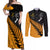 Australia Wallabies and Aotearoa Rugby Couples Matching Off Shoulder Maxi Dress and Long Sleeve Button Shirts Kangaroo Black Fern Maori Gold Vibe LT9 - Wonder Print Shop