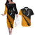 Australia Wallabies and Aotearoa Rugby Couples Matching Off The Shoulder Long Sleeve Dress and Hawaiian Shirt Kangaroo Black Fern Maori Gold Vibe LT9 - Wonder Print Shop