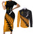 Australia Wallabies and Aotearoa Rugby Couples Matching Short Sleeve Bodycon Dress and Long Sleeve Button Shirts Kangaroo Black Fern Maori Gold Vibe LT9 - Wonder Print Shop