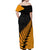 Australia Wallabies and Aotearoa Rugby Off Shoulder Maxi Dress Kangaroo Black Fern Maori Gold Vibe - Wonder Print Shop