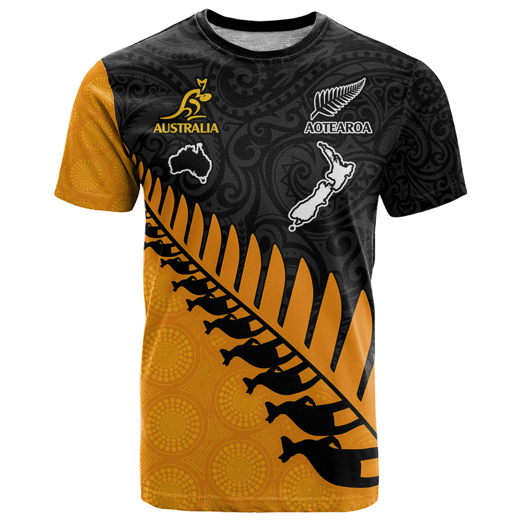 custom-australia-wallabies-and-aotearoa-rugby-t-shirt-kangaroo-black-fern-maori-gold-vibe