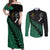 Australia Wallabies and Aotearoa Rugby Couples Matching Off Shoulder Maxi Dress and Long Sleeve Button Shirts Kangaroo Black Fern Maori Green Vibe LT9 - Wonder Print Shop