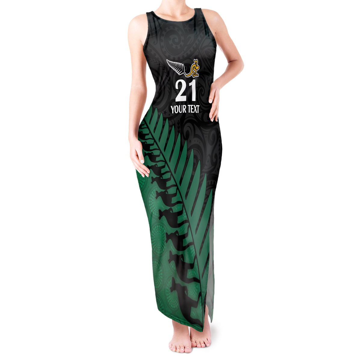 custom-australia-wallabies-and-aotearoa-rugby-tank-maxi-dress-kangaroo-black-fern-maori-green-vibe