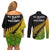 Australia Wallabies and Aotearoa Rugby Couples Matching Off Shoulder Short Dress and Long Sleeve Button Shirts Kangaroo Black Fern Maori Gradient Vibe LT9 - Wonder Print Shop