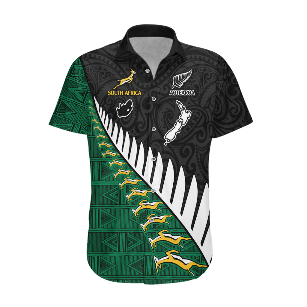 South Africa and Aotearoa Rugby Hawaiian Shirt Springboks Black Fern Maori Vibe - Wonder Print Shop