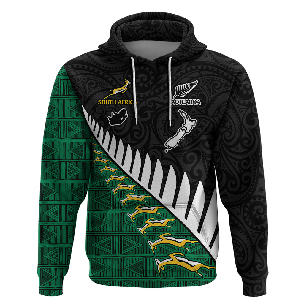 South Africa and Aotearoa Rugby Hoodie Springboks Black Fern Maori Vibe - Wonder Print Shop