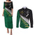 Custom South Africa and Aotearoa Rugby Couples Matching Puletasi Dress and Long Sleeve Button Shirts Springboks Black Fern Maori Vibe LT9 - Wonder Print Shop