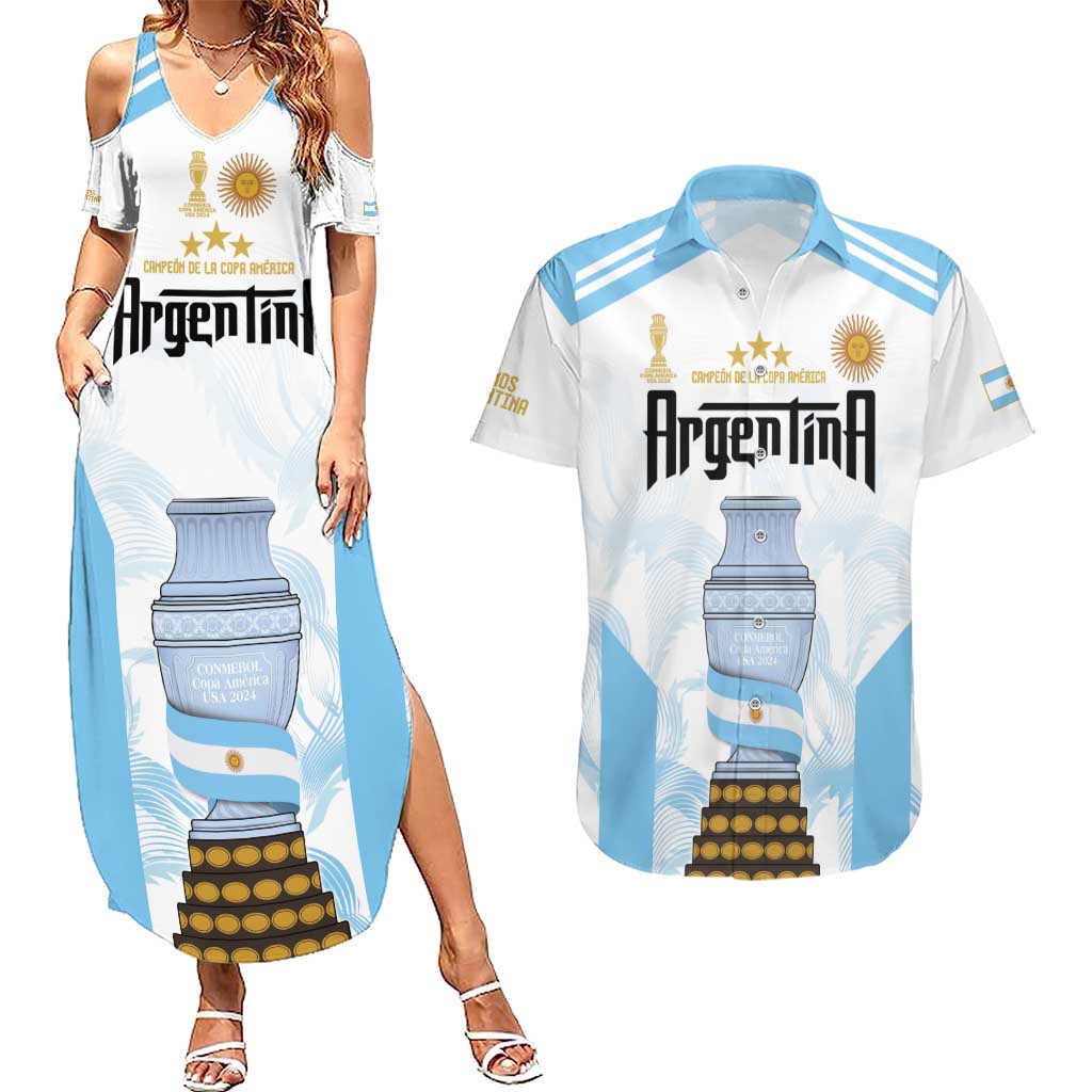 Argentina Champions Football Custom Couples Matching Summer Maxi Dress and Hawaiian Shirt Campeon de America LT9 - Wonder Print Shop