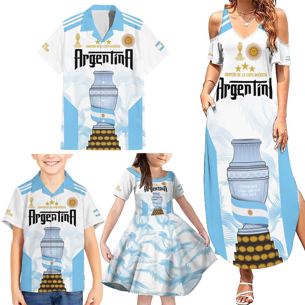 Argentina Champions Football Custom Family Matching Summer Maxi Dress and Hawaiian Shirt Campeon de America - Wonder Print Shop