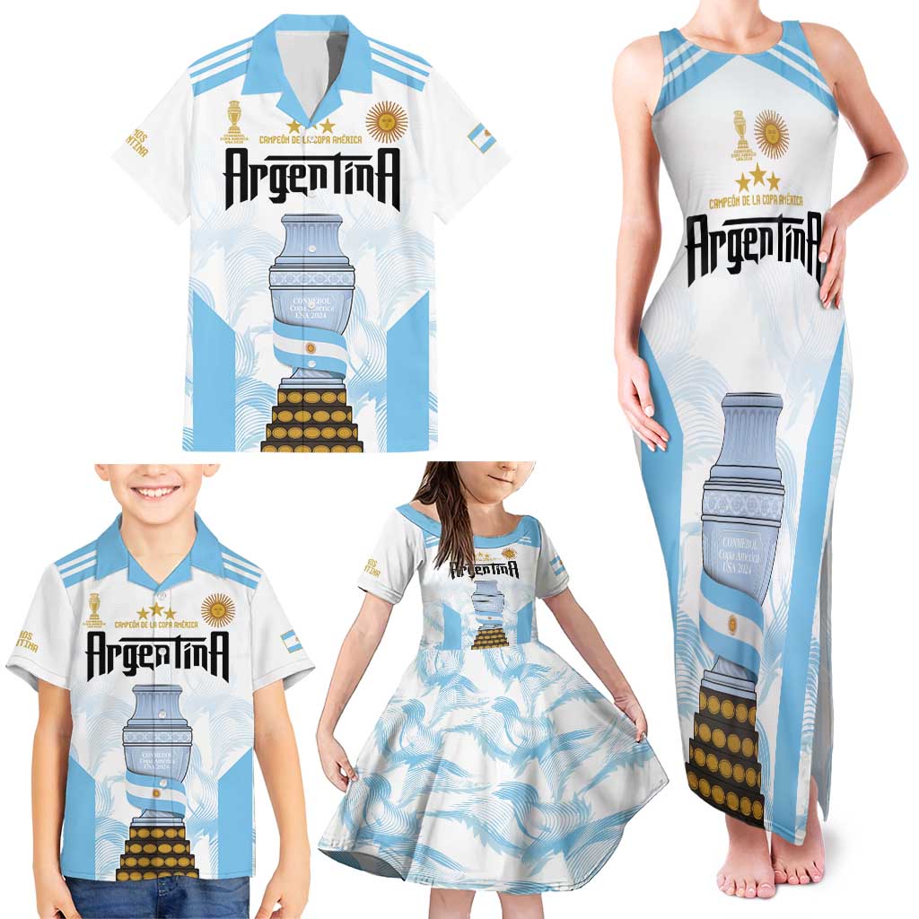 Argentina Champions Football Custom Family Matching Tank Maxi Dress and Hawaiian Shirt Campeon de America - Wonder Print Shop