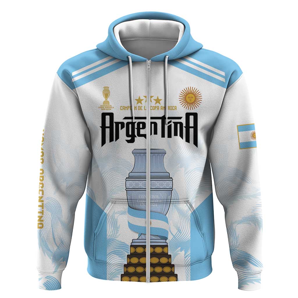 Argentina Champions Football Custom Zip Hoodie Campeon de America - Wonder Print Shop