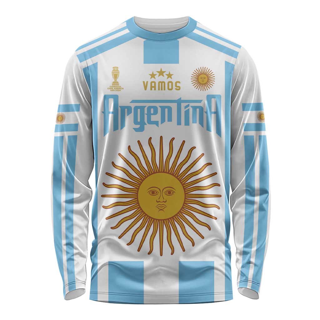 Sky blue and white long sleeve football shirt, front crest with stars and sun graphic