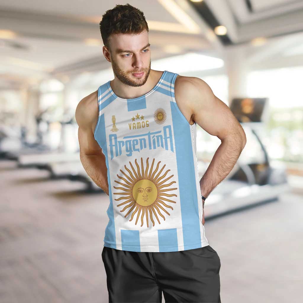 Vamos Argentina Champions Football Custom Men Tank Top White and Sky Blue - Wonder Print Shop