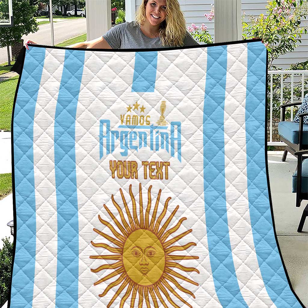 Vamos Argentina Champions Football Custom Quilt White and Sky Blue