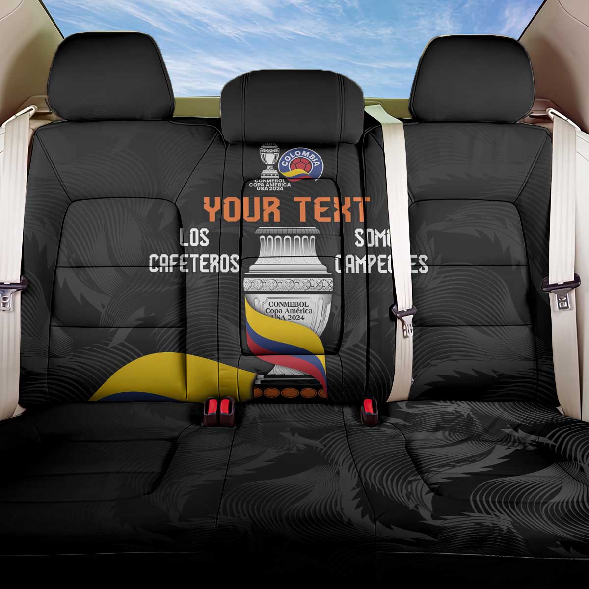 Colombia Champion Football Custom Back Car Seat Cover Los Cafeteros Black Style LT9 - Wonder Print Shop