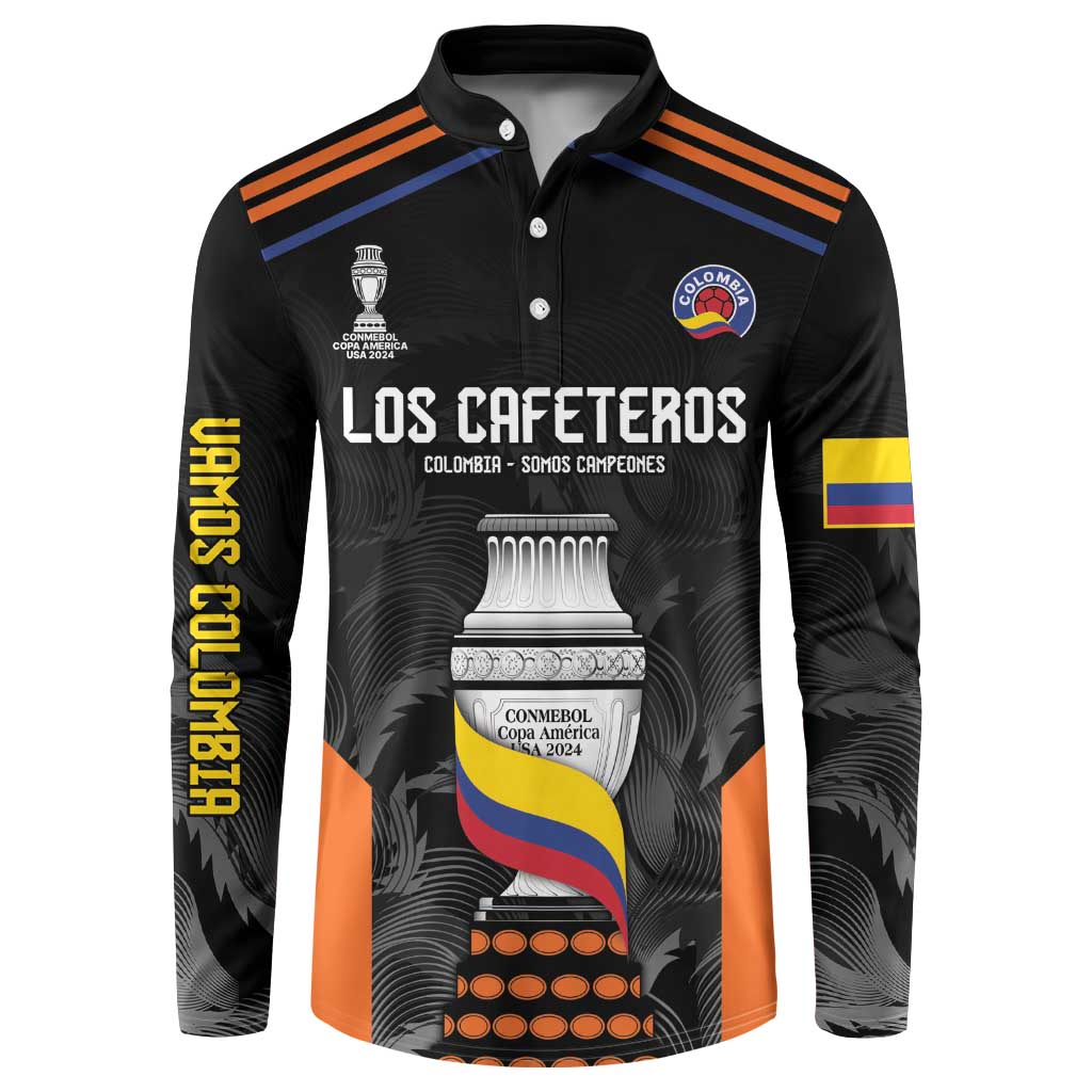 Black football button sweatshirt with Los Cafeteros crest, front graphic, and long sleeves.