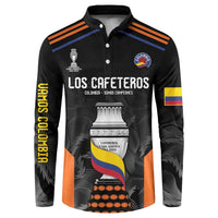 Black football button sweatshirt with Los Cafeteros crest, front graphic, and long sleeves.