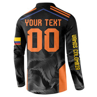 Black football button sweatshirt with large front number and long sleeves graphic design.