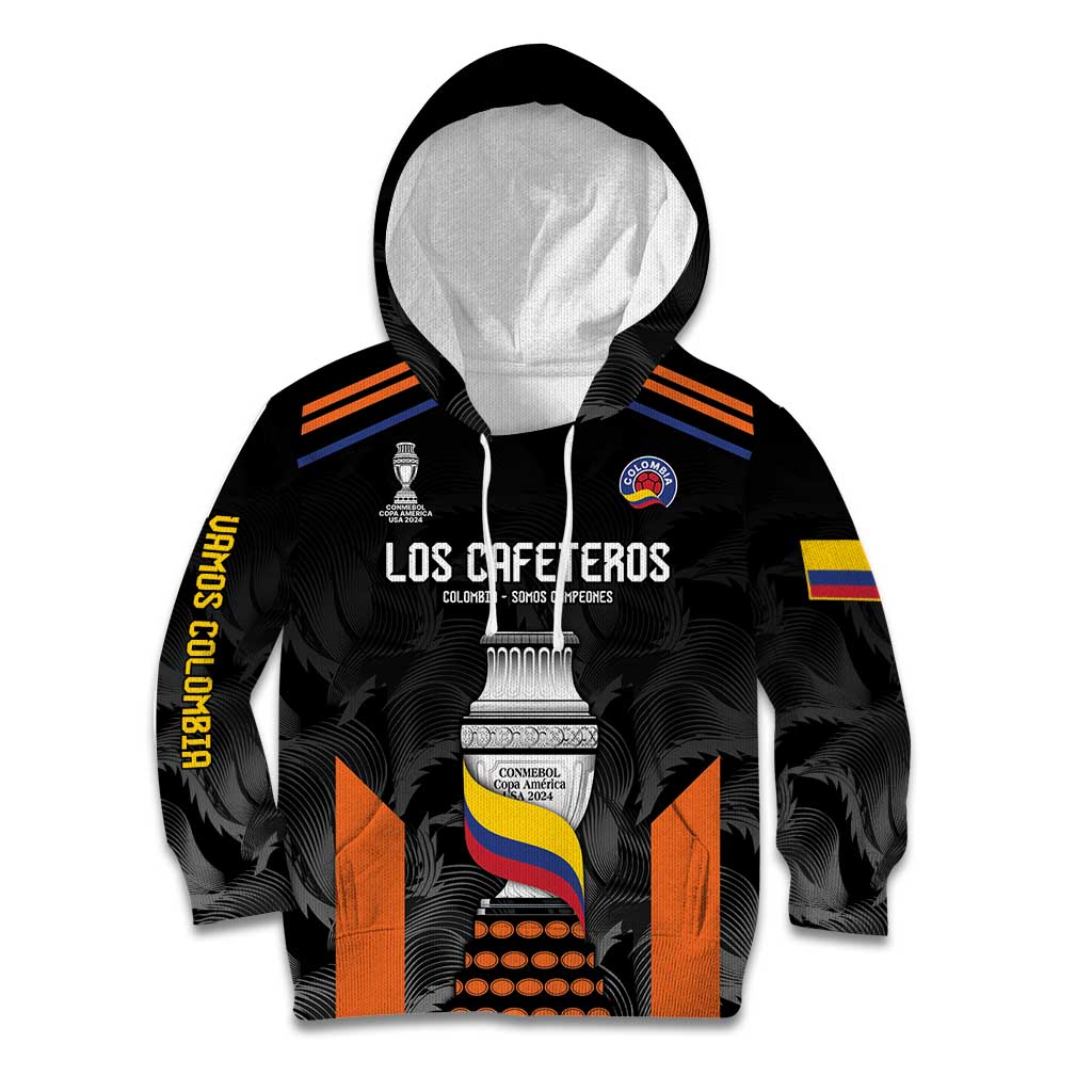 Colombia Champion Football Custom Kid Hoodie Los Cafeteros Black Style - Wonder Print Shop