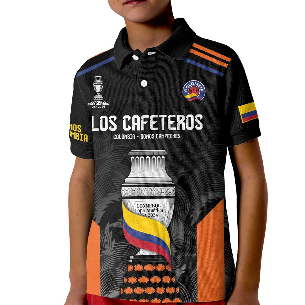 Colombia Champion Football Custom Kid Polo Shirt Los Cafeteros Black Style - Wonder Print Shop