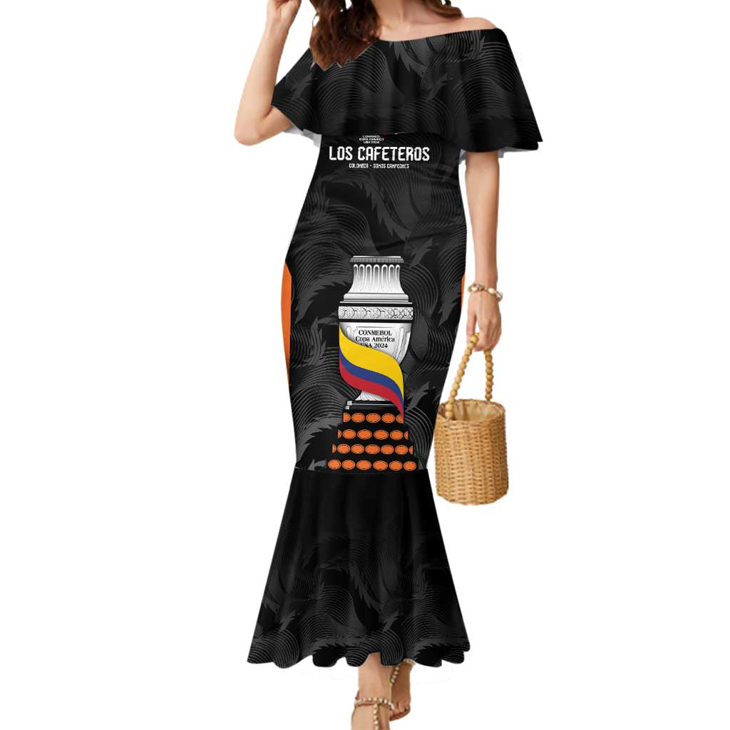 Colombia Champion Football Custom Mermaid Dress Los Cafeteros Black Style - Wonder Print Shop