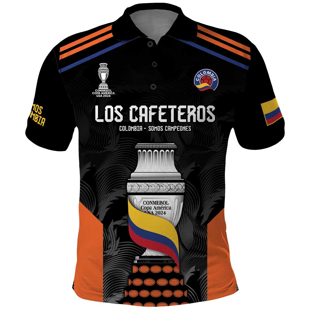 Colombia Champion Football Custom Polo Shirt Los Cafeteros Black Style - Wonder Print Shop