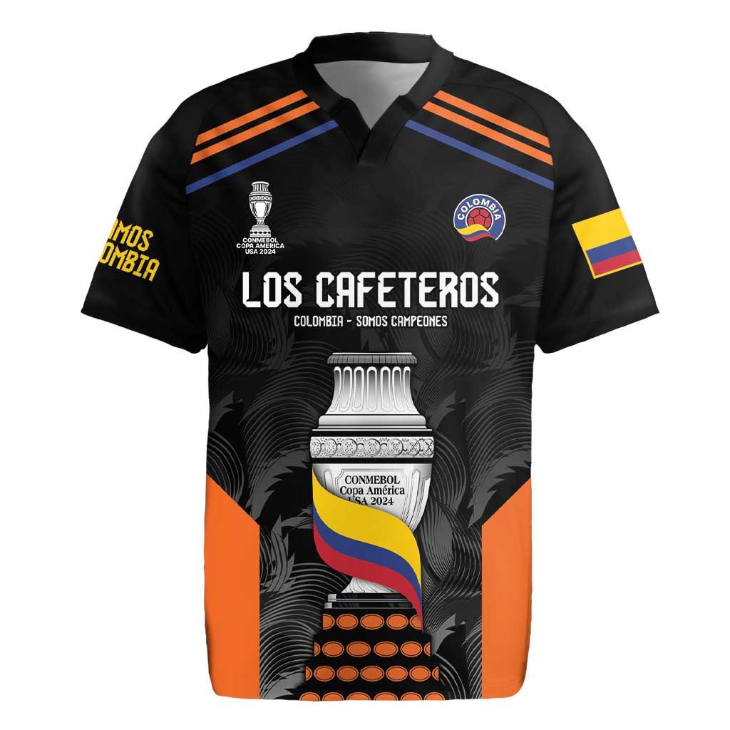 Colombia Champion Football Custom Rugby Jersey Los Cafeteros Black Style - Wonder Print Shop