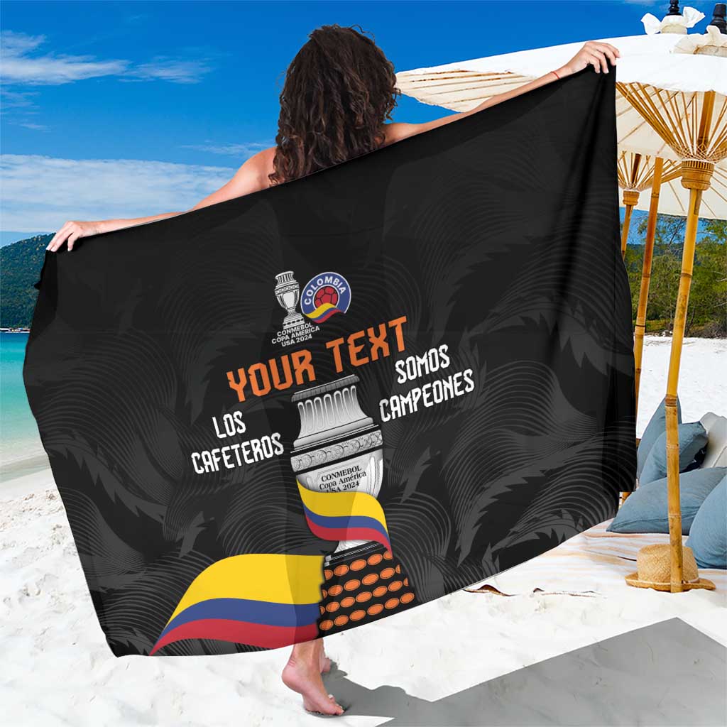 Black sarong fully spread with Los Cafeteros crest, flag colors, and YOUR TEXT area